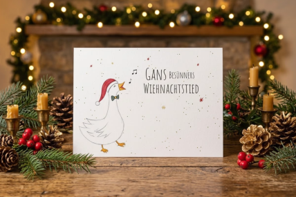 Postkarte Weihnachten: „Gans ‘‘ Gans besünners Wiehnachtstied