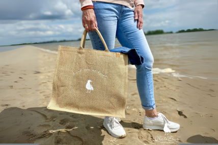 Große Strandtasche aus Jute - Küstenkind