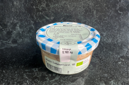 Bio gekochte Zwiebelmettwurst 160g im Glas