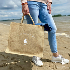 Große Strandtasche aus Jute - Küstenkind