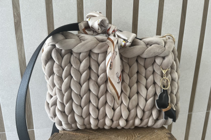 Strickbag  Greige Samt