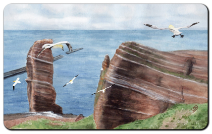 Aquarell Brettchen Frühstücksbrettchen Helgoland Lange Anna H13