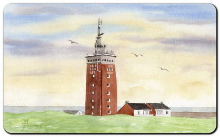 Aquarell Brettchen Frühstücksbrettchen Insel Helgoland Leuchtturm Nordsee