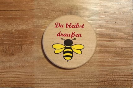 Getränkedeckel, Bierdeckel aus Buchenholz Biene