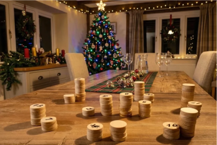 Das Stuhrer Eselspiel mit 81 Spielsteine in der Weihnachtsedition