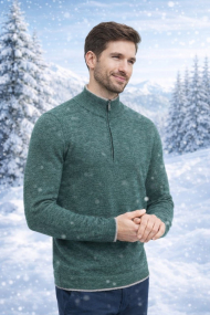 Alpaka Herren-Pullover grüngrau-melange Größe XL