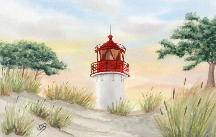 Aquarell Brettchen Frühstücksbrettchen Leuchtturm Gellen Hiddensee Ostsee Rügen