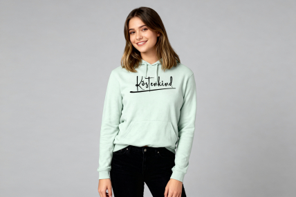 Hoodie „Küstenkind“ – Farbe Mint, Druck Schwarz