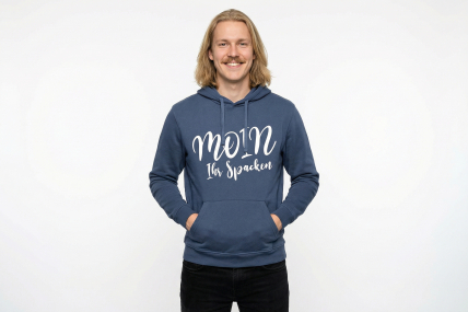 Hoodie „Moin Ihr Spacken“ - Farbe Dunkelblau - Druck Weiß