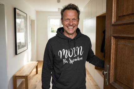 Hoodie „Moin Ihr Spacken“ - Farbe Schwarz - Druck Weiß