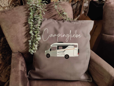 Kissenhülle/Kissenbezug 50x50cm Camping Wohnmobil/Camper "Nathalie" Campingliebe