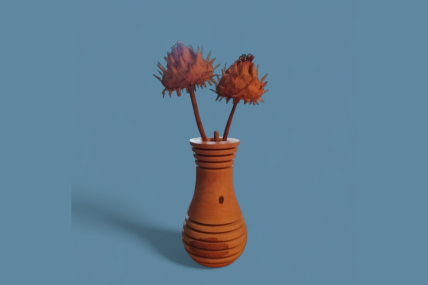 Vase mit Reagenzglaseinsatz aus Eiche