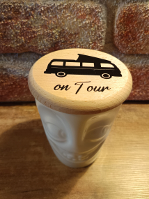 Getränkedeckel, Bierdeckel aus Buchenholz Camper Bus