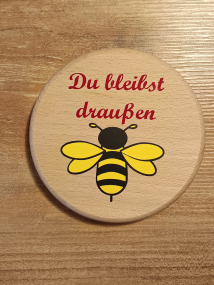 Getränkedeckel, Bierdeckel aus Buchenholz Biene
