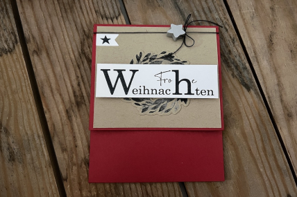 Weihnachtskarte mit Gutscheinfach rot