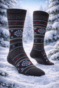 Alpaka Socken Jacquard Socken Grau-Blau