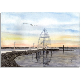 Aquarell Bild Keilrahmen Leinwand 30x20 cm Insel Juist Nordsee Seezeichen Juist4