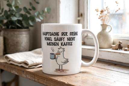 Kaffeebecher Tasse Kaffeetasse „Hauptsache der frühe Vogel säuft nicht meinen Kaffee“