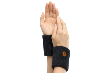 Alpaka Pulswärmer Stretch mit Baby Alpaka Anthrazit