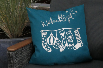 Outdoorkissen - Weihnachtszeit - petrol
