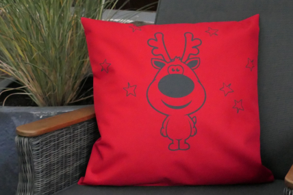 Outdoorkissen - Rentier - rot