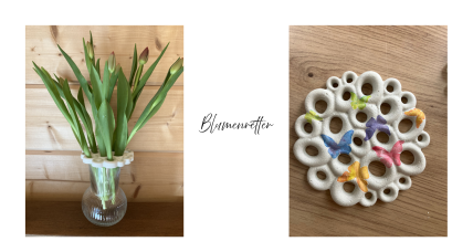 Blumenretter aus Beton mit Schmetterlingen