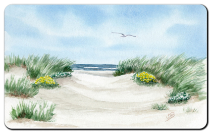 Aquarell Brettchen Frühstücksbrettchen Strand Meer Strandzugang Langeoog L11