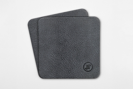 Leder Untersetzer 2er-Set Farbe Graphitblau mit Logo-Praegung