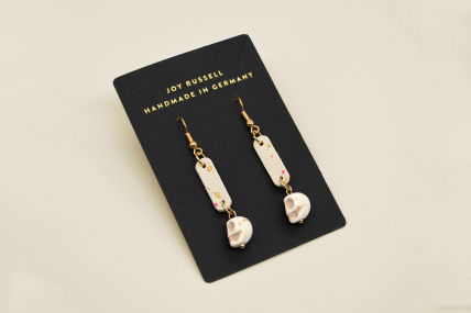 Leder Ohrringe „Skulls & Stripes“ 18k vergoldet