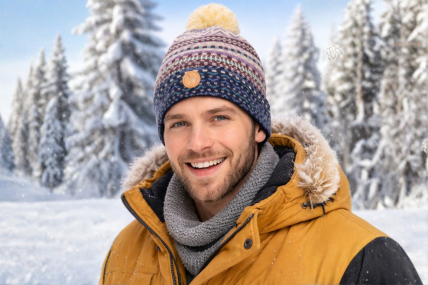 Alpaka Bommel-Mütze DILAYA aus 100% Baby Alpaka