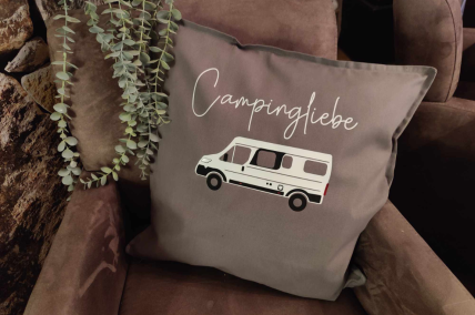 Kissenhülle/Kissenbezug 50x50cm Camping Wohnmobil/Camper "Birgit"