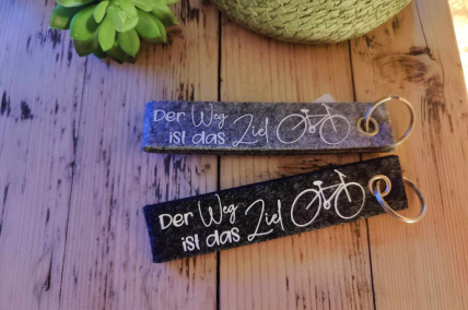 Schlüsselanhänger Filz Fahrrad "Der Weg ist das Ziel"