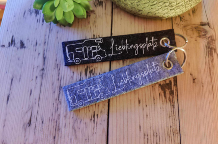 Schlüsselanhänger Filz Wohnmobil/Camper Lieblingsplatz