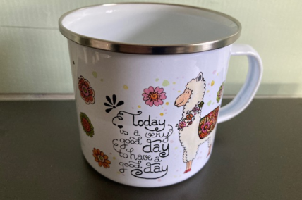 Emaille Tasse Alpaka