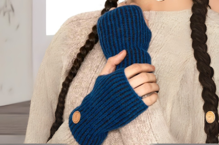 Pulswärmer Marino blau-schwarz