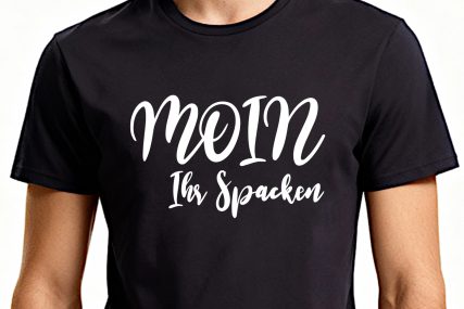 T-Shirt „Moin Ihr Spacken“ – Farbe Schwarz - Druck Weiß