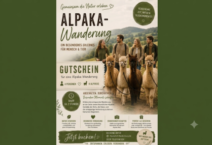 Alpaka-Wanderung Angebot 3 (4 Alpakas / 4 Personen)