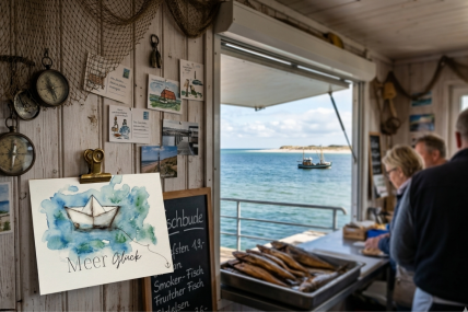 Postkarte: „Meer Glück“