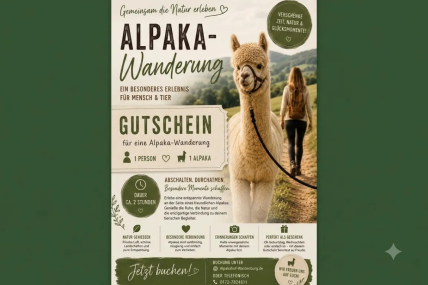 Alpaka-Wanderung Angebot 1 (1 Alpaka / 1 Person)