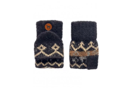 Halbfinger Handschuhe Natur-Schwarz für Kinder 1-2J