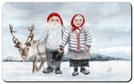 Aquarell Brettchen Frühstücksbrettchen Norwegen Weihnachten Jul Julenissen