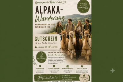 Alpaka-Wanderung Angebot 3 (4 Alpakas / 4 Personen)