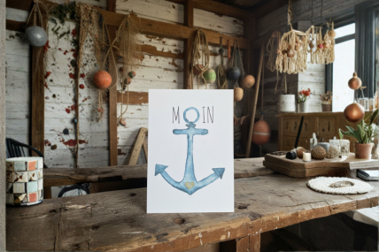 Postkarte Moin mit Anker