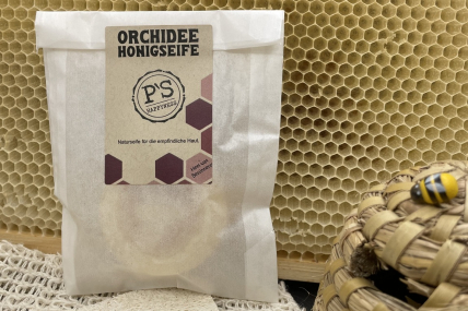 Orchidee Honigseife aus eigener Imkerei - mild und rein – mit Olivenöl 40 Gramm