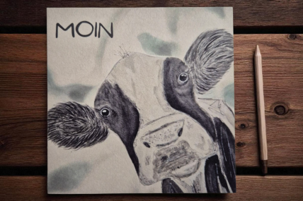 Postkarte mit Kuh -Lustig
