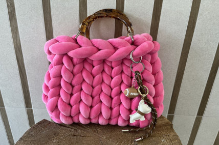 Ministrickbag in Pink Samt