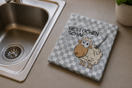 Geschirrtuch Schaf gestochen