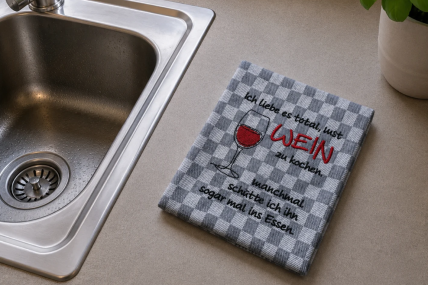 Geschirrtuch Wein - Manchmal ins Essen geben