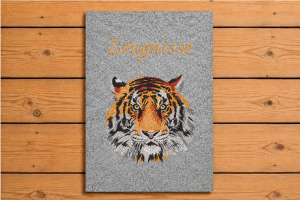 Ordner mit Filzhülle Zeugnisse Tiger
