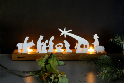 Panorama-Teelicht Weihnachtskrippe